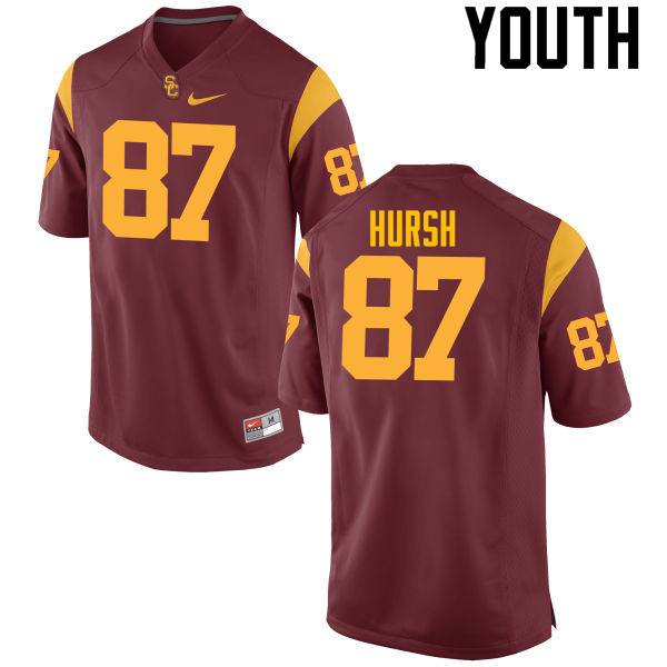 Youth #87 Alec Hursh USC Trojans College Football Jerseys-Cardinal